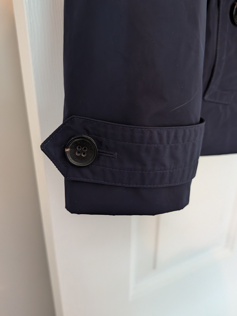 Burberry Brit Navy Double-Breasted Short Trench Coat - Picture 14 of 16